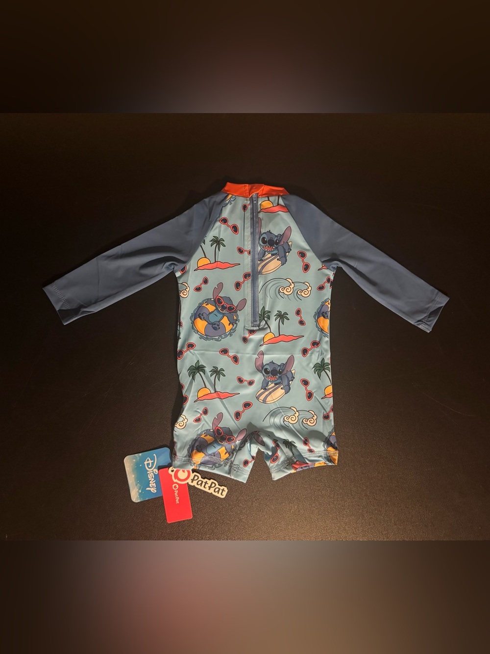 Patpat, Disney Stitch, Baby’s 3M-6M, One Piece, Blue Rashguard Swimsuit. New.